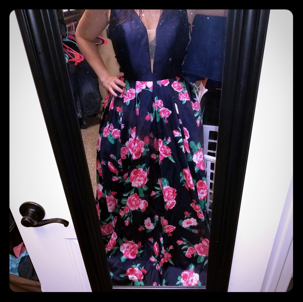 Rose Print Ball Gown